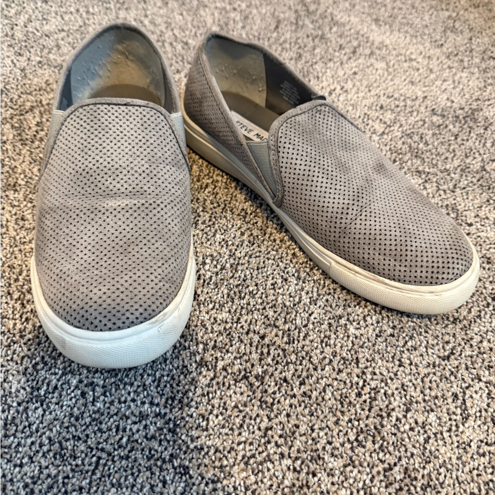Steve Madden Perforated Gray Slip-On Loafers